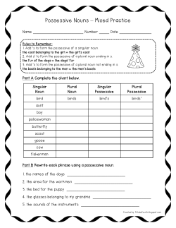 Possessive Nouns &ndash; Mixed Practice