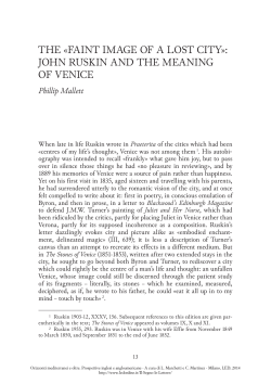 faint image of a lost city»: John Ruskin and the