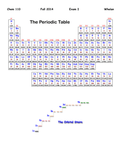 Chem 110 Fall 2014 Exam I Whelan