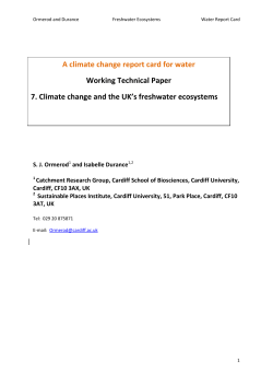 Ormerod SJ and Durance I (2013). Climate change and