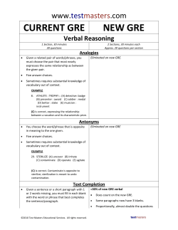 CURRENT GRE NEW GRE Verbal Reasoning