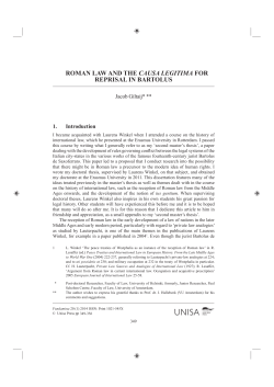 ROMAN LAW AND THE CAUSA LEGITIMA FOR REPRISAL IN