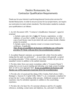 Darden Restaurants, Inc. Contractor Qualification Requirements