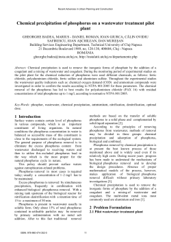 Chemical precipitation of phosphorus on a wastewater