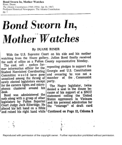 Bond Sworn In, Mother Watches
