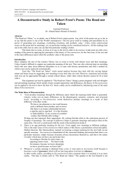 A Deconstructive Study in Robert Frost`s Poem: The Road not Taken