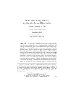Black Masculinity Matters in Attitudes Toward Gay Males