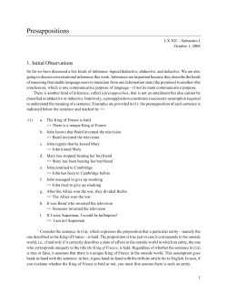 LX 502 - Presuppositions