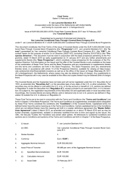 Final Terms Dated 13 February 2017 F. van Lanschot Bankiers N.V.