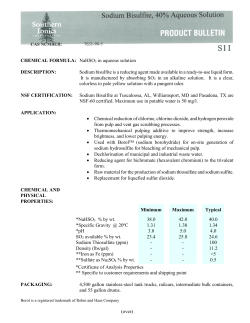 CHEMICAL FORMULA: NaHSO3 in aqueous solution
