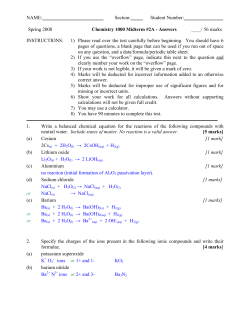 CHEM 1000 Test 2A - Spring 2008 - Answers