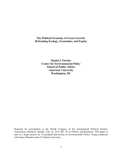 The Political Economy of Green Growth: Reframing Ecology