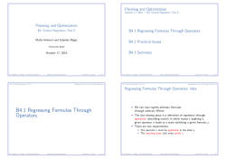 Planning and Optimization - General Regression