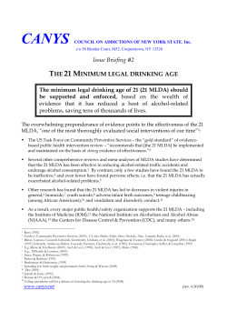 Issue Briefing #2 THE 21 MINIMUM LEGAL DRINKING AGE