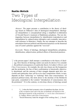 35 / Rastko Močnik, Two Types of Ideological Interpellation