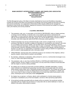 MIAMI UNIVERSITY RISK MANAGEMENT AND GREEK ALCOHOL