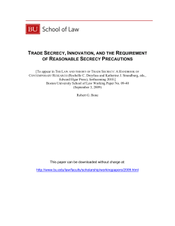trade secrecy, innovation, and the requirement of