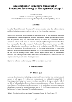 Industrialization in Building Construction - ETH E