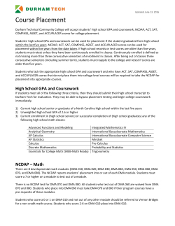 Course Placement Guide - Durham Technical Community College