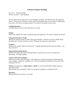 9 Honors Summer Reading - Palisades Free Library