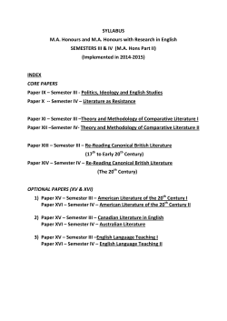 SYLLABUS MA Honours and MA Honours with Research in English