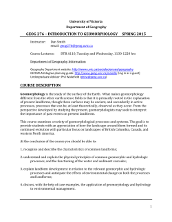 geog 276 &ndash; introduction to geomorphology spring 2015 course