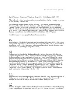 David Fallows, A Catalogue of Polyphonic Songs, 1415&ndash;1480