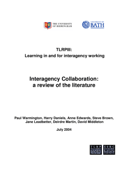 Interagency collaboration a review of the literature initial