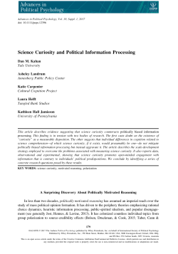 Science Curiosity and Political Information Processing