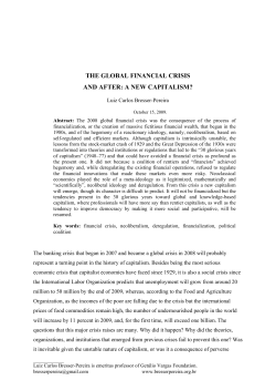 THE GLOBAL FINANCIAL CRISIS AND AFTER: A NEW CAPITALISM?