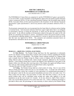 SOUTH CAROLINA POWERBALL&reg; GAME RULES POWERBALL