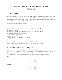 Testing the Ratio of Two Poisson Rates 1 Example 2 Assumptions