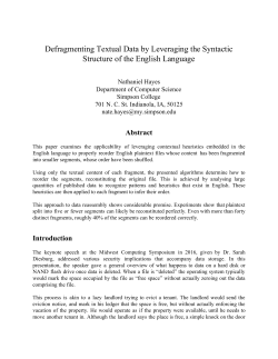 Defragmenting Textual Data by Leveraging the - UW