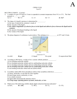 CHEM 1211K Test IV MULTIPLE CHOICE. (3 points) 1) A sample of