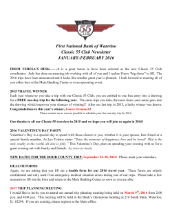 First National Bank of Waterloo Classic 55 Club Newsletter