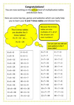 Times tables cards 6 and 7
