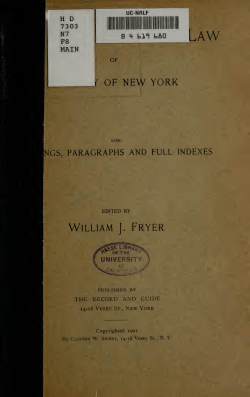 The tenement house law of the city of New York, with headings