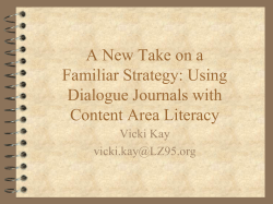 A New Take on a Familiar Strategy: Using Dialogue Journals with