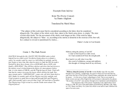 Excerpts from Inferno from The Divine Comedy by Dante Alighieri