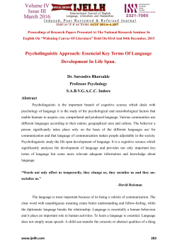 Psycholinguistic Approach: Essencial Key Terms Of