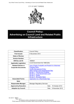 Advertising on Council Land and Related Public Infrastructure