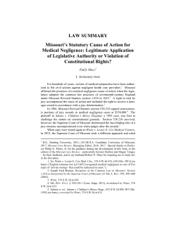 Missouri`s Statutory Cause of Action for Medical Negligence