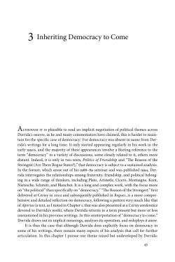 Derrida and the Inheritance of Democracy