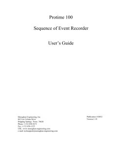Protime 100 Sequence of Event Recorder User`s Guide