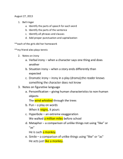 a. Verbal irony &ndash; when a character says one thing and does another
