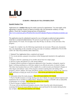 EUROPE 1 PROGRAM VISA INFORMATION Spanish Student Visa