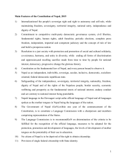 Main Features of the Constitution of Nepal, 2015 1) Internalizationof