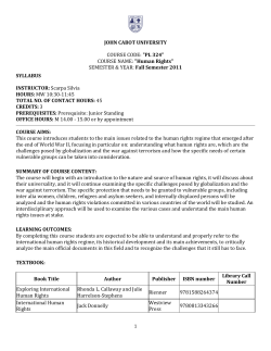 JOHN CABOT UNIVERSITY COURSE CODE: "PL 324" COURSE
