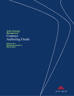 Ariba Contract Management Contract Authoring Guide