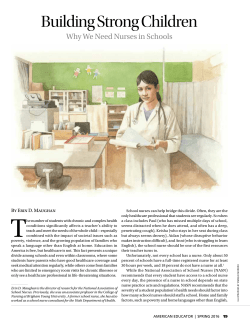 Building Strong Children: Why We Need Nurses in Schools, By Erin